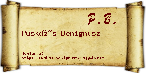 Puskás Benignusz névjegykártya
